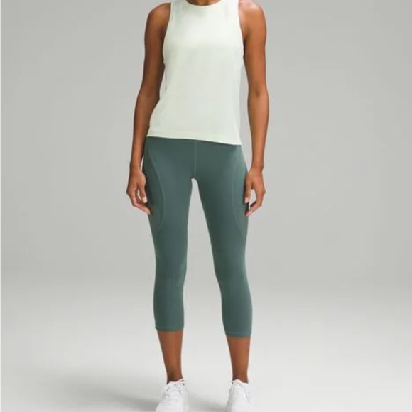 NWT lululemon Wunder Train Mesh Panel HR Crop 21” in Medium Forest (green) Size4 - Picture 5 of 8
